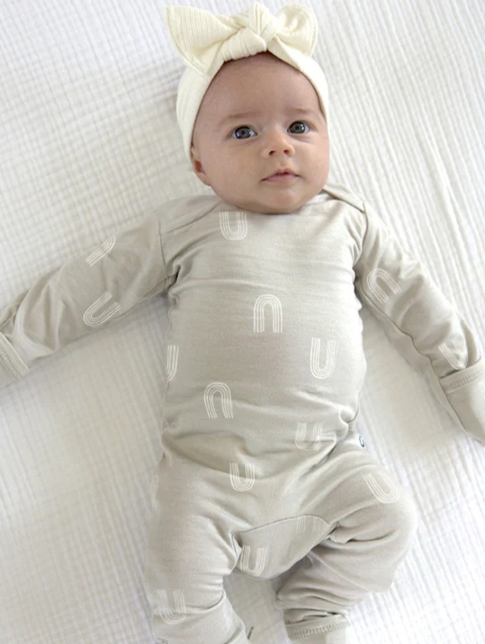 Gunamuna Grey Rainbow Print Convertible Footie Pajama Sleeper | 3-6M